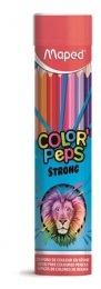 Színes ceruza készlet, háromszögletű, fémhengerben,  MAPED "Color`Peps Strong" 24 különböző szín